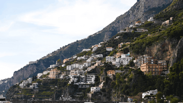Hillside village with colorful buildings
