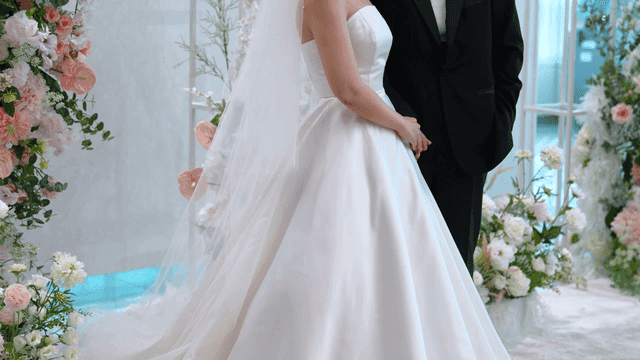 Bride and groom standing together