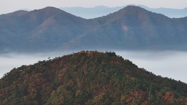 Misty Mountain Ridge at Early Morning