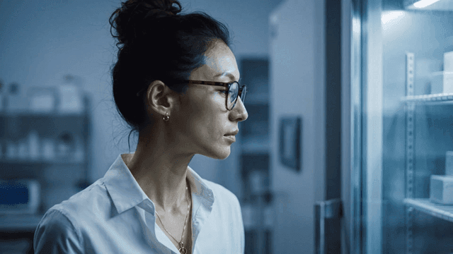 Female scientist observing samples in laboratory