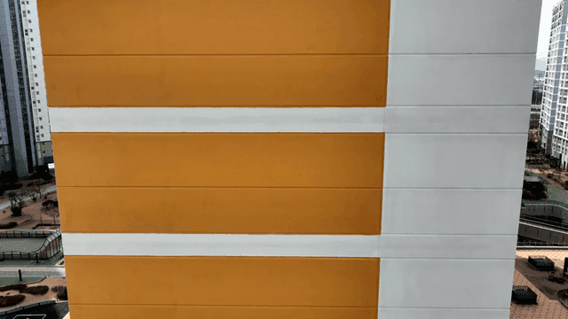 Colorful apartment building exterior