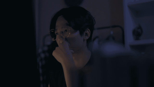 Person working late at a desk