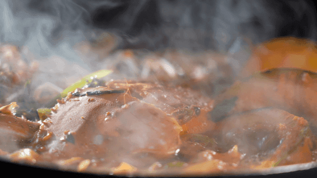 Sight of spicy fish stew boiling