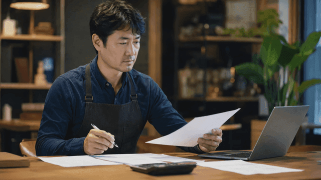 Man reviewing documents at a desk