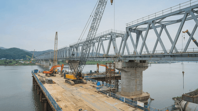 Bridge construction over a river