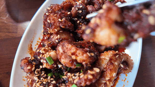 Spicy Stir-Fried Octopus on Plate
