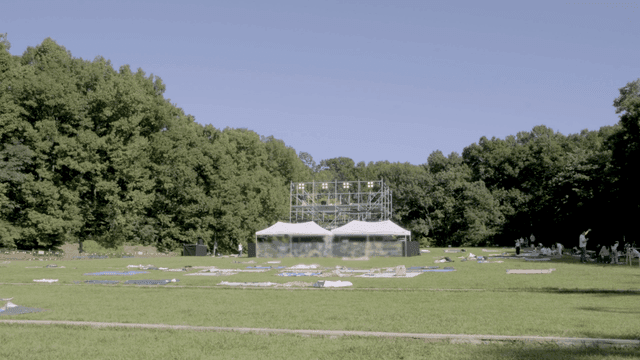Park with tents and people