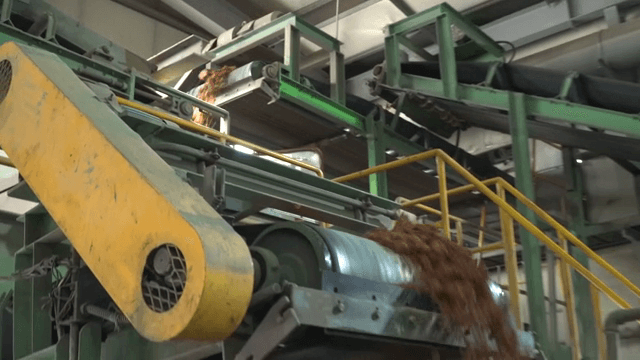 Conveyor belt in a factory processing materials