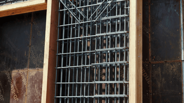 Steel reinforcement at a construction site