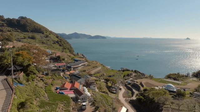 Coastal village with scenic ocean view