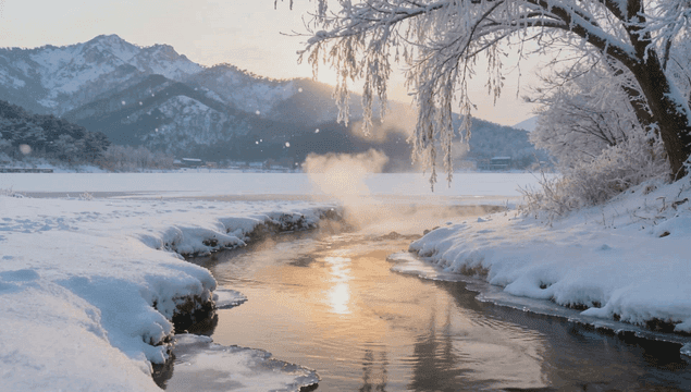Serene winter landscape with a river