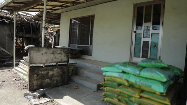 교외 지역의 폐허가 된 옛날 집