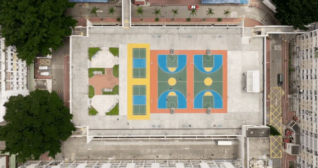 스포츠 단지의 항공 뷰