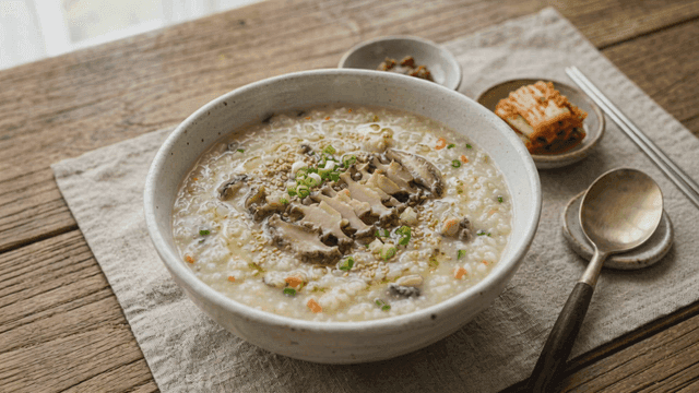 Abalone porridge with side dishes