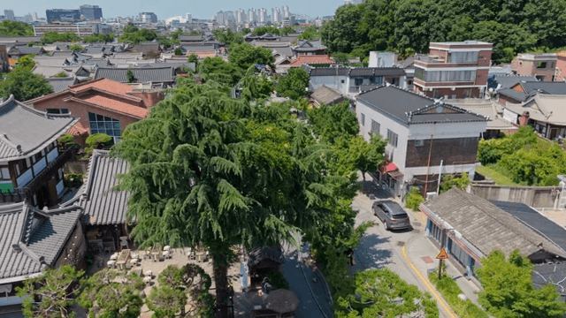 현대 도시와 전통 한옥 마을