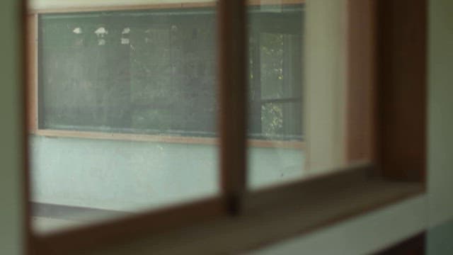 Contemplative student by classroom window