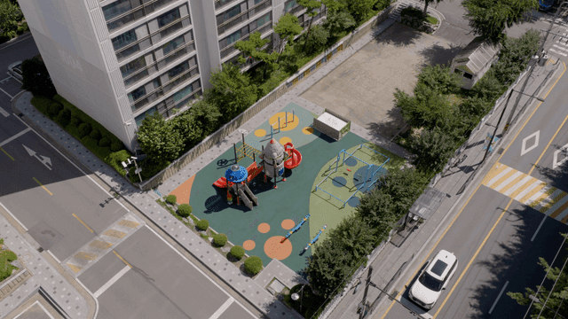 알록달록한 놀이터가 있는 아파트 단지