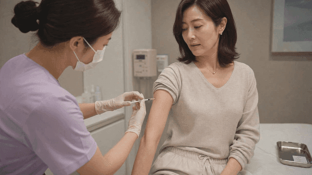 Nurse vaccinating woman