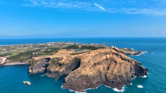 Scenic island with rocky cliffs and ocean