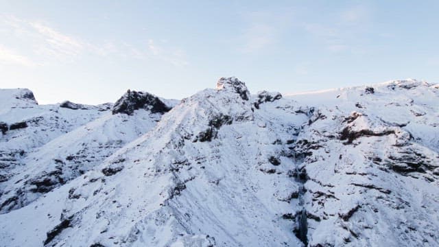 Snow-covered mountains under a clear sky