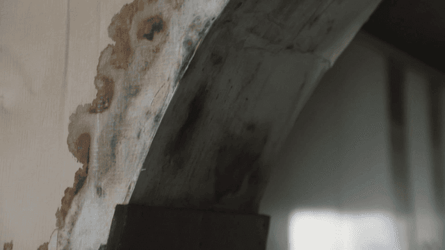 Close-up of a damaged wall with stains