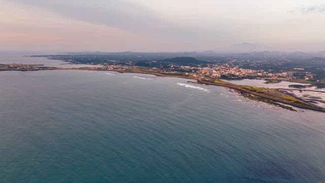 Coastal city with expansive ocean view