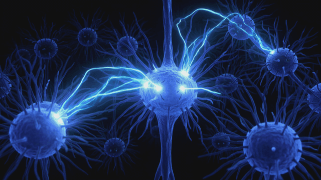 Neurons transmitting electrical signals
