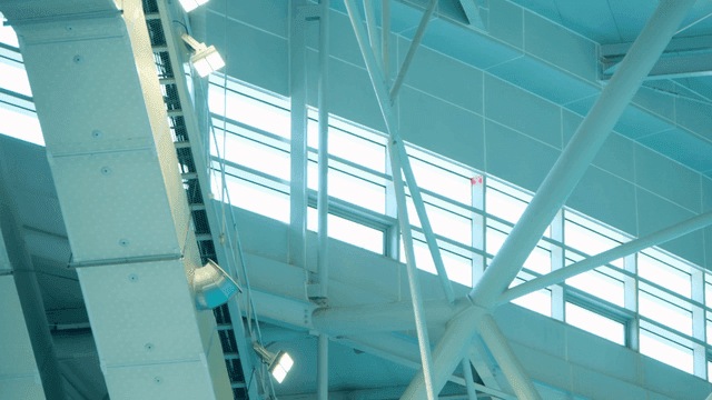 Interior of modern building with lighting