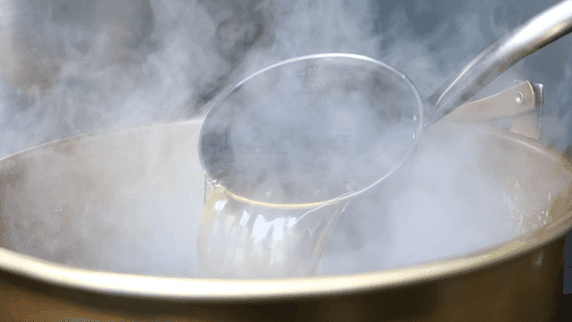 Steam rising from a boiling pot