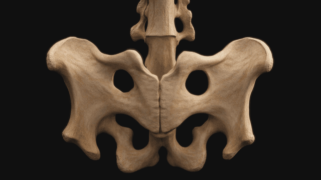 Detailed view of a human pelvic bone