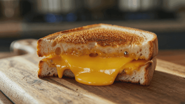 Grilled cheese sandwich with melted cheese