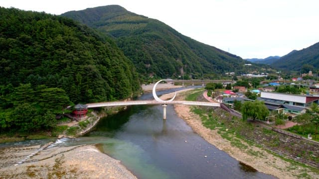 Scenic view of a bridge in a mountainous village