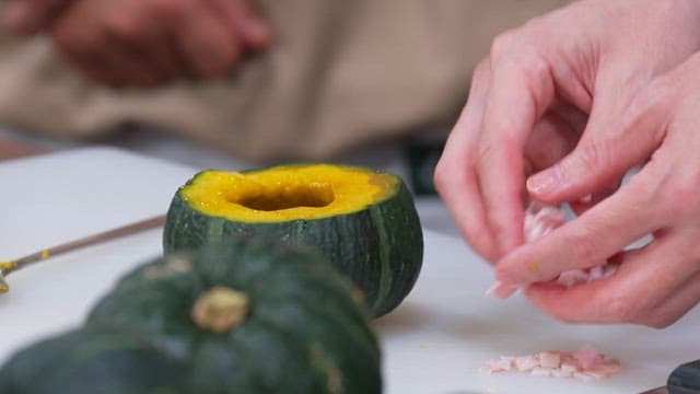 Adding Bacon to a Hollowed-out Pumpkin