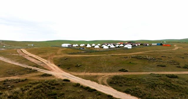 Rural landscape with traditional yurts