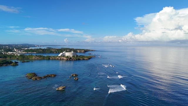 Coastal resort with clear blue ocean