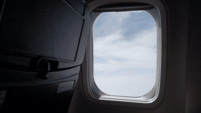 View of the sky through an airplane window