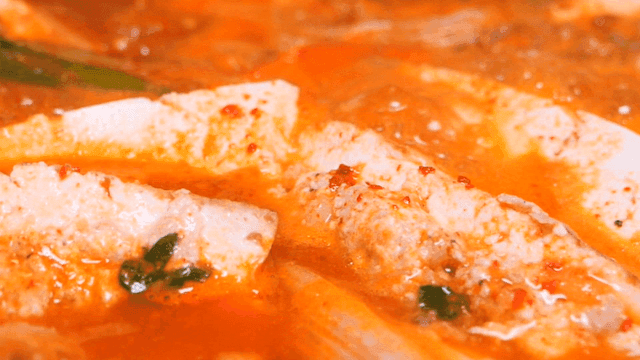 Tofu hot pot boiling in a pot