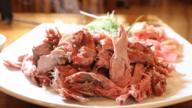 Steaming hot smoked duck