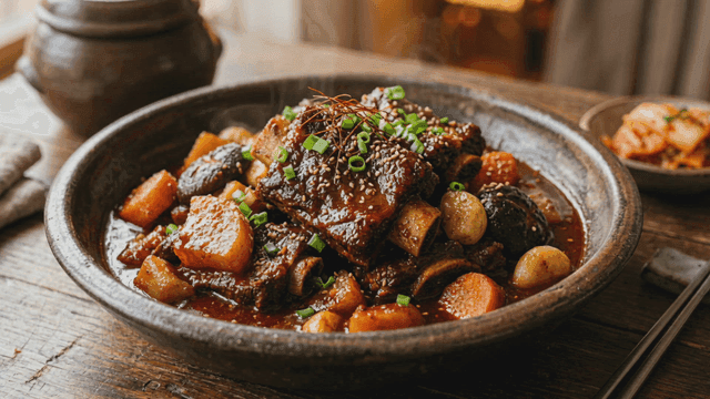 Braised short ribs with vegetables