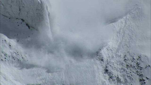 Dramatic Avalanche in Snow-covered Mountains