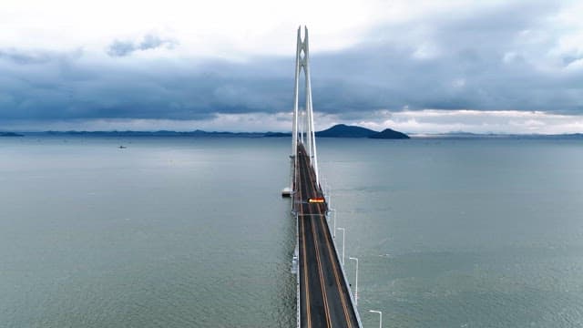 Long bridge over a calm sea