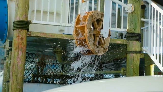 놀이터에서 회전하는 물레방아