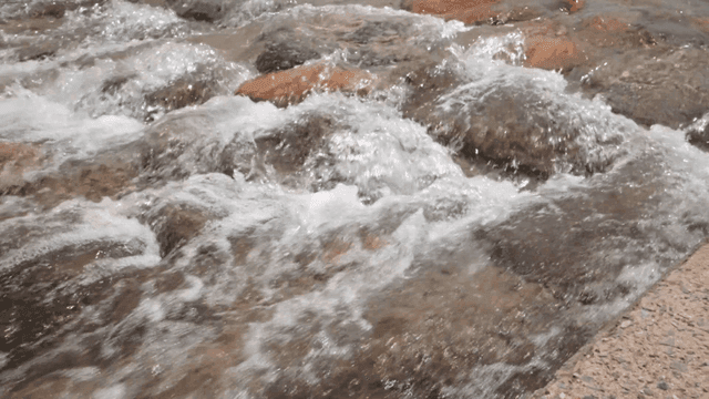 Flowing water over rocks in a stream
