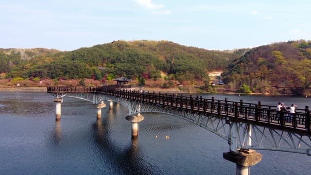 Scenic bridge over a tranquil river