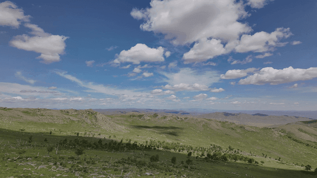 Vast landscape of green hills