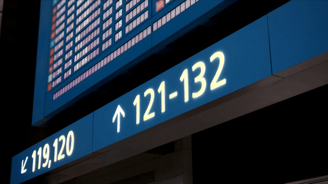 게이트 번호가 있는 공항 터미널 표지판