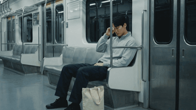 Man dozing off on subway