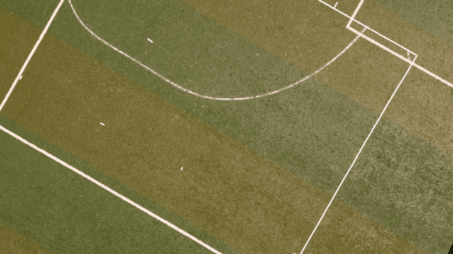 Empty soccer field with white lines