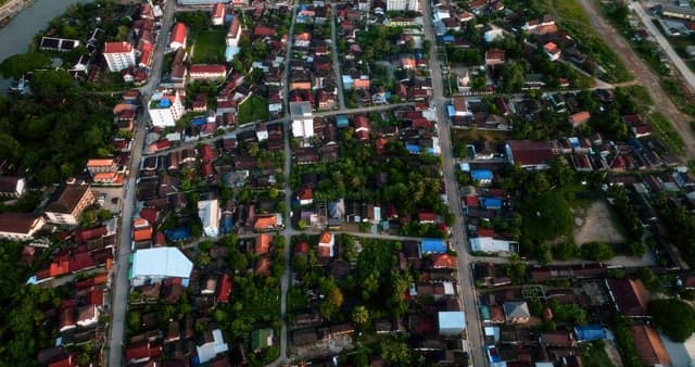 Aerial View of a Bustling Townscape