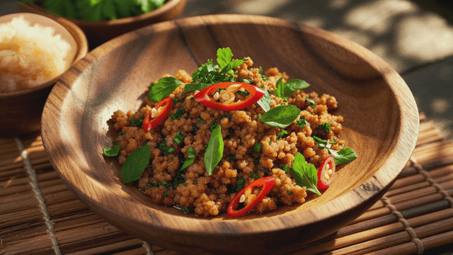 Spicy lobster garnished with herbs